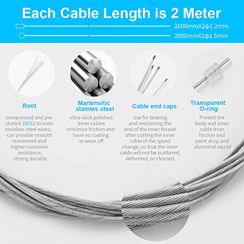 Universal Bicycle Brake and Shifter Cable Set - 2M