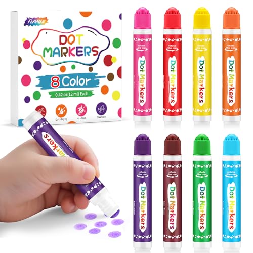 Bingo Dot Markers for Toddlers - 8 Color Pack, Non-Toxic & Washable