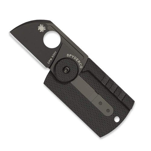 Spyderco Dog Tag Non-Locking Knife with 1.23" CPM S30V Steel Blade and Durable Black Carbon Fiber Handle - PlainEdge - C188CFBBKP