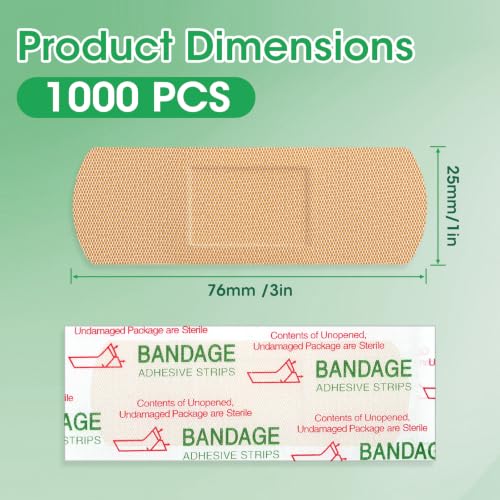 1000-count 1" x 3" Breathable Fabric Bandages — Strip Style, Latex-Free, Individual Packaged (Variation: Strip Bandages-1000p)
