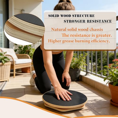 Wooden Twister Board - 12 Inch Waist Twisting Disc for Core Strength