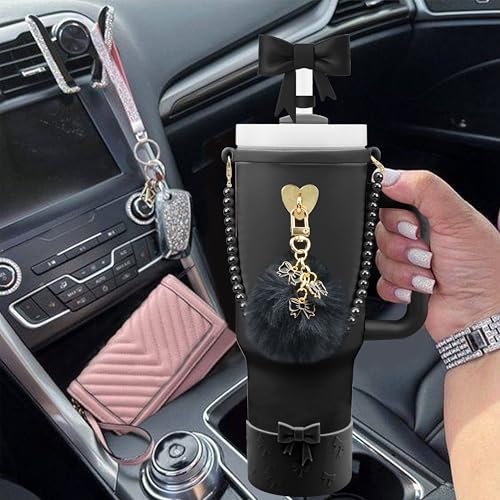 Stanley Cup Accessories Set - 7PCS Bow Charms - Black