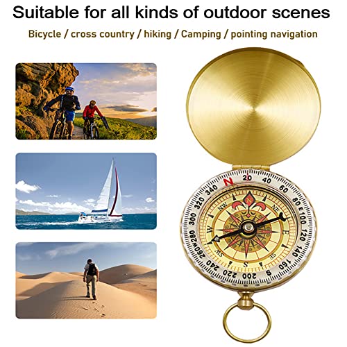 Golden Pocket Compass - Glow in the Dark Waterproof Navigation Tool