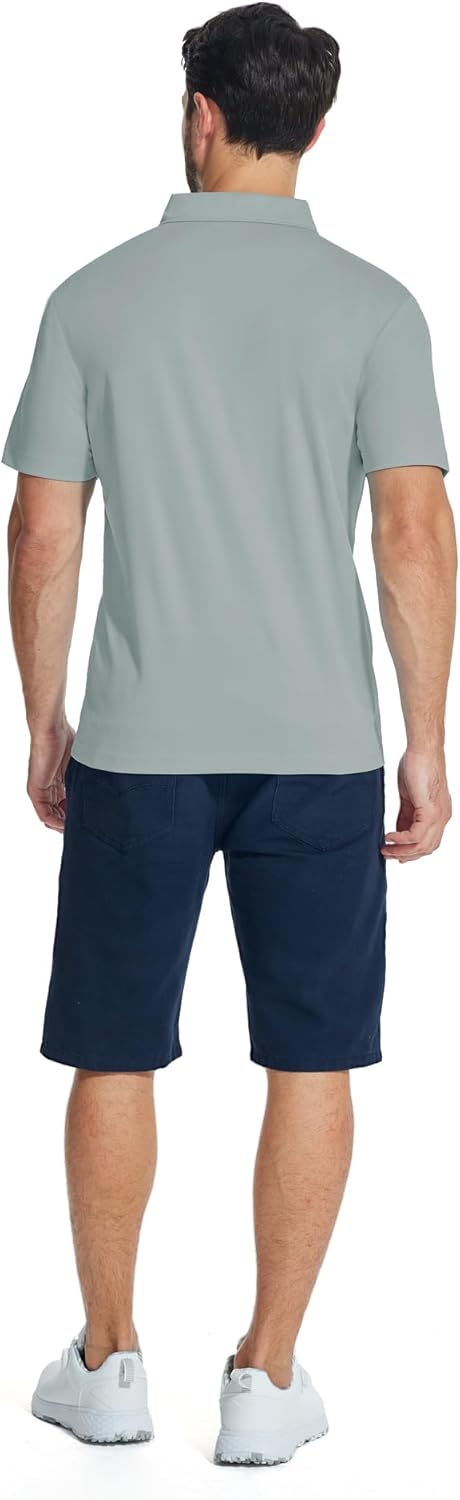 ZITY Men's Polo Shirt - Lightweight Casual Quarter Zip Golf Shirt with Pocket | Classic Short Sleeve