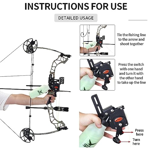 SPG Bowfishing Reel Bottle Fishing Reel Kit with 40M Line for Right Hand Compound & Recurve Bows
