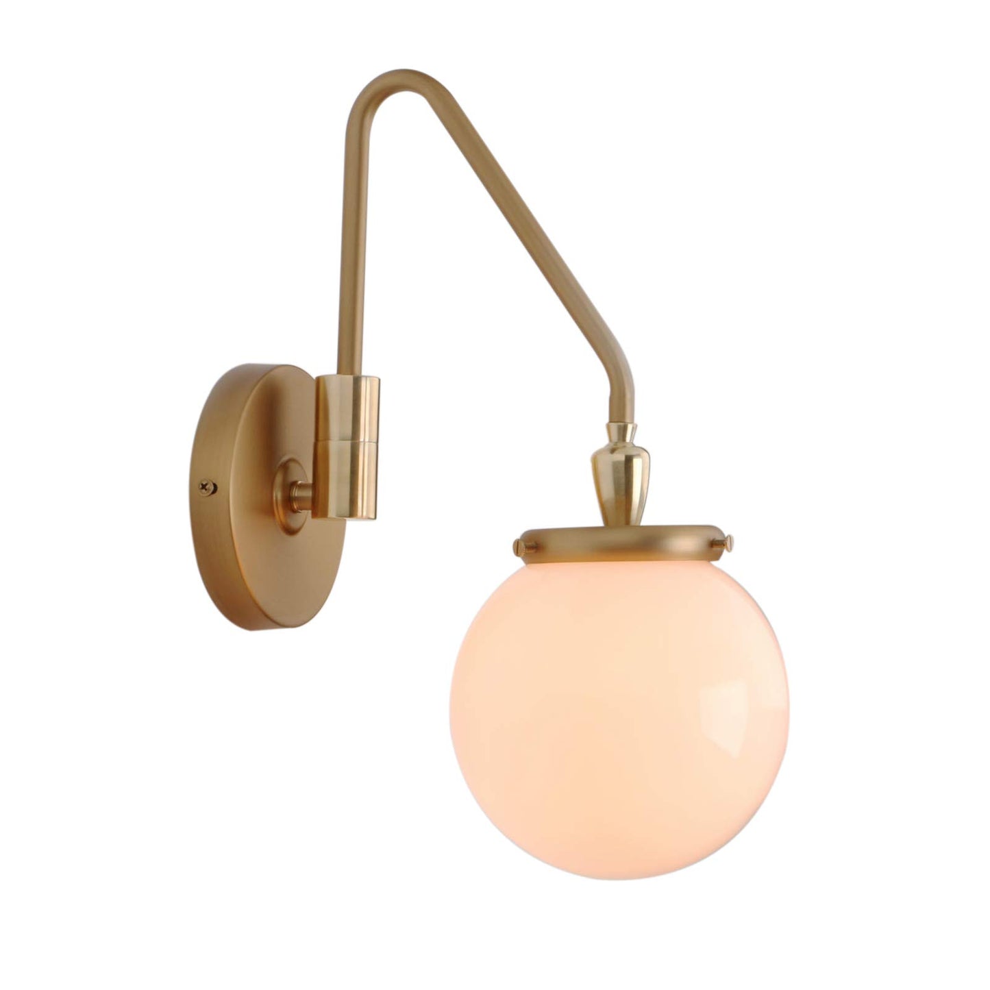 Pathson Vintage Hardwired Wall Sconce Lighting Milk White Globe, Adjustable Swing Arm Bedside Wall Lamp E26 Base, Wall Light Fixture for Bathroom Bedroom Living Room (Antique)