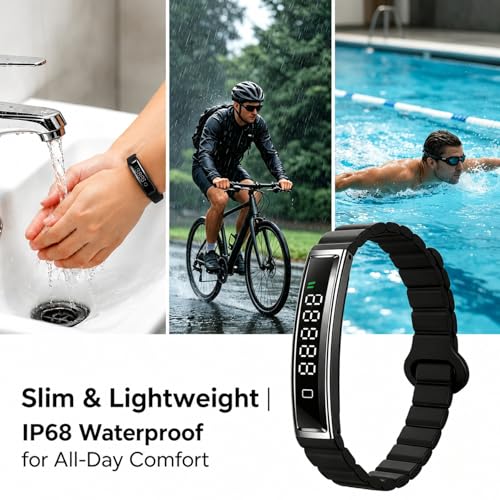 IP68 Waterproof Pedometer Bracelet - Accurate Step Counter, Black