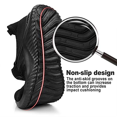 Feethit Men's Slip-On Running Shoes - Black, Size 10.5, Fashion Sneakers for Walking