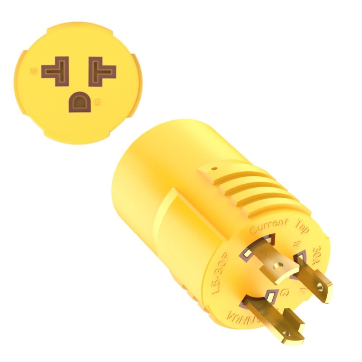 Shore-Power 30 Amp to 20 Amp RV Generator-Adapter Marine 30Amp to 15 Amp Adapter NEMA L5-30P to 5-15R, 5-20R, 6-15R, 6-20R,125V 30A 3 Prong Twist Lock Male plug to 15A/20A T Blade Female Power Adapter