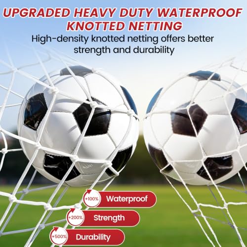 12x6FT Portable Soccer Goal with Heavy-Duty Knotted Netting