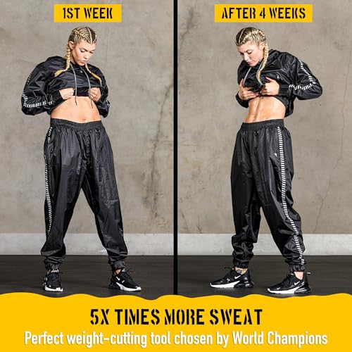 Sauna Suit for Weight Loss - Full Body Workout Hoodie - Large Black