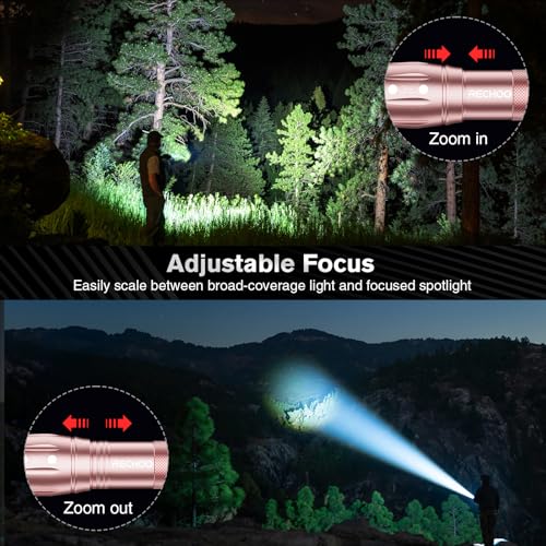 RECHOO 2-Pack LED Flashlight, 3-Mode Zoomable Tactical Pocket Lights, IPX4 Waterproof