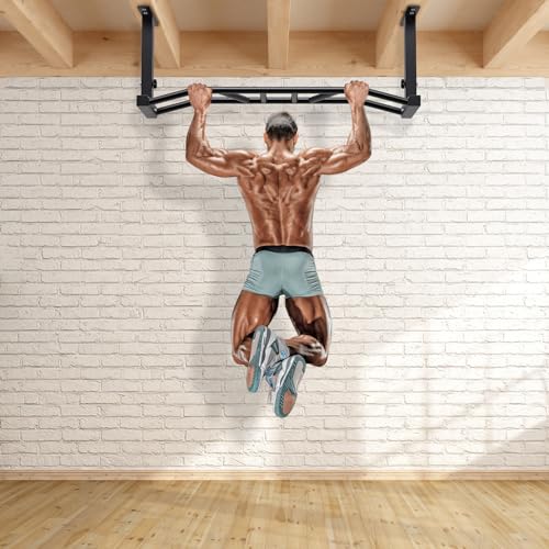 Heavy Duty 48" Ceiling Mounted Pull Up Bar - Multi-Grip 8.3"x2"