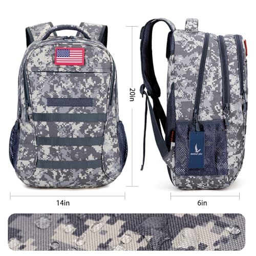 Tactical Camo Boys Backpack with USB Port - Waterproof School Bag