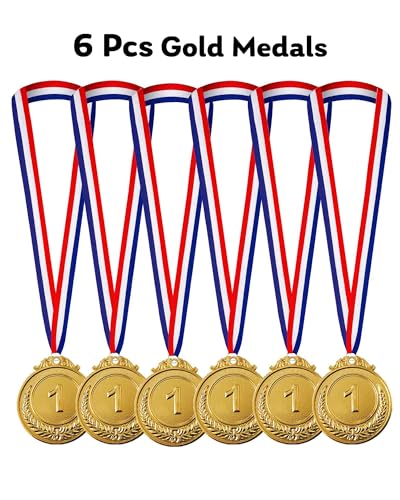 Gold Award Medals - 6 Pcs 1st Place Olympic Style with Ribbons