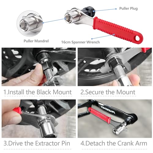 3-Piece Bike Crank Puller and Bottom Bracket Removal Tool Kit