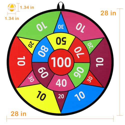 Accmor 28in Large Kids Dart Board with Sticky Balls – Indoor/Outdoor Family Game