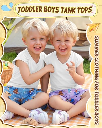 Cotton Athletic Tank Top for Toddler Boys - 5T / White