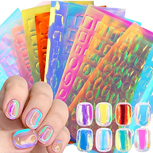 SILPECWEE Multicolor Aurora Nail Foil Stickers 11 Sheets Holographic 3D Nail Art