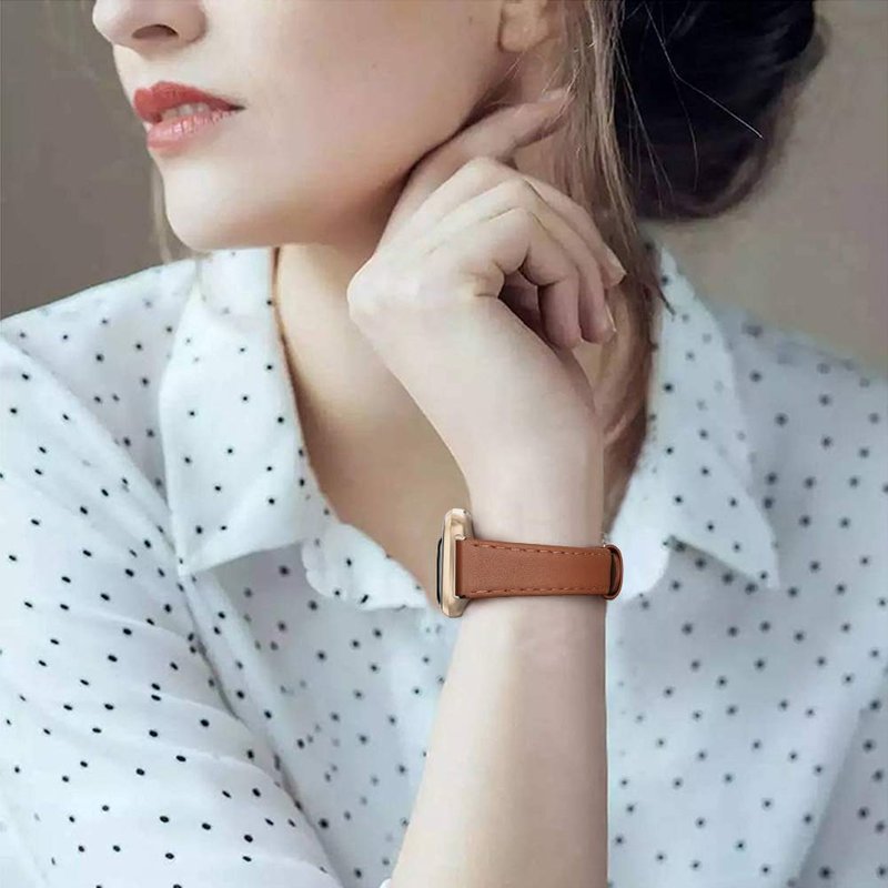 EDIMENS Leather Bands Compatible for Fitbit Versa 3 / Fitbit Versa 4 / Fitbit Sense for Women Men, Genuine Leather Bands Replacement Wristbands Straps Compatible with Versa 3 / Versa 4 / Sense