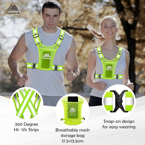 Reflective Running Vest with Phone Holder - Adjustable Safety Gear