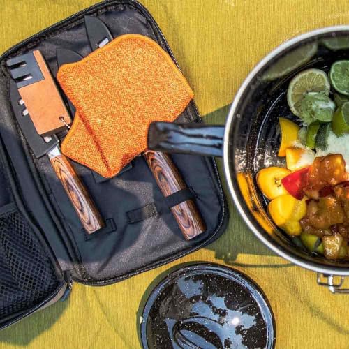Large Reusable Camp Dish Cloth - Two-Sided Microfiber, Orange