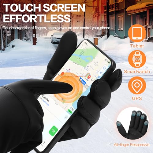 Waterproof Winter Gloves with Cotton Layer - Jet Black, X-Small