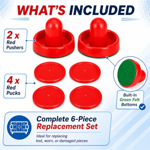 Mini Air Hockey Pucks and Paddles - Red Replacement Set