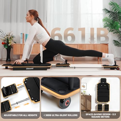 Wooden Pilates Reformer Machine for Home Workout - Black