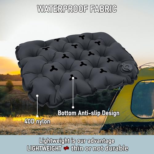 Inflatable Seat Cushion - Lightweight Anti-Slip Travel Pad - Black