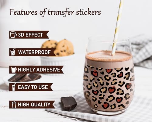 Leopard Print UV DTF Cup Wraps - 8 Waterproof Sheets for 16 oz Cups