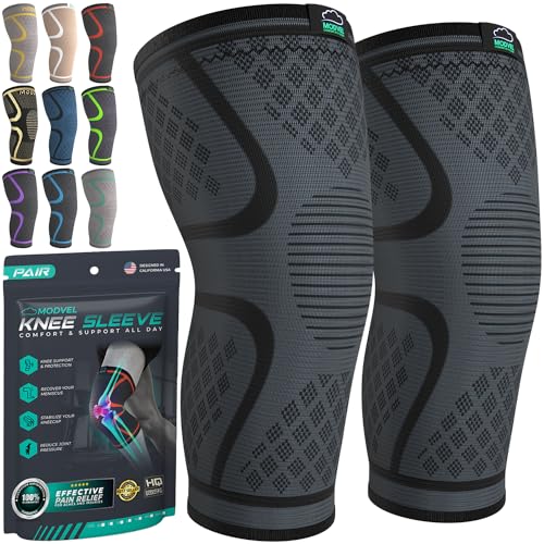 Compression Knee Brace - 2 Pack Support Sleeves for Pain Relief