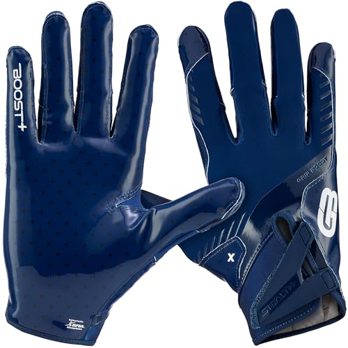 Grip Boost Stealth 6.0 Boost+ Football Gloves Navy Large – Adult/Youth Wide Receiver