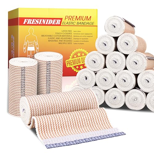 FRESINIDER 18 Pack Elastic Bandage Wrap 4 Inch - Reusable Medical Compression