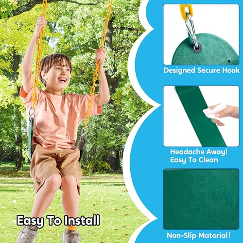 Heavy Duty Green Swing Seats - 2 Pack with 66" Chain & Snap Hooks