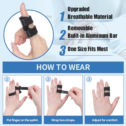 Breathable Trigger Finger Splint Brace - 5 Pack, One Size, Black