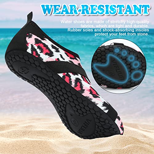 Water Shoes for Men & Women - Quick Dry Aqua Socks - Pink Pattern 10-11 Women/9-10 Men