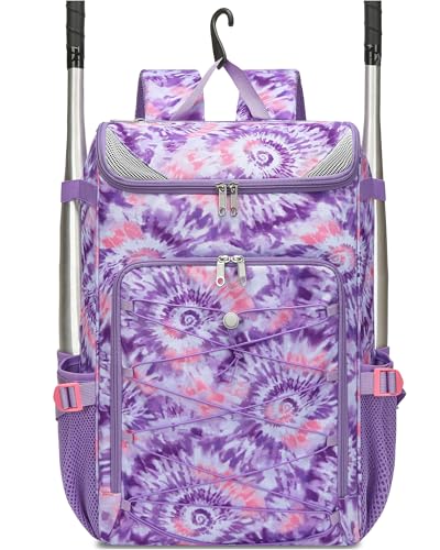 Light Purple Baseball & Softball Gear Bag for Kids Ages 8-12 – Spacious, Durable, Comfortable Carrying