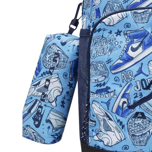 Light Blue Graphic Print Unisex Backpack with Pencil Pouch