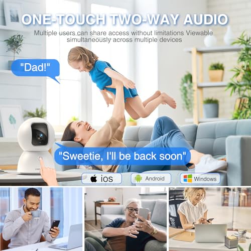 3K Baby/Pet Security Camera with 64GB SD Card, No Monthly Fee, 360¡Æ Pan-Tilt, Color Night Vision, AI Cry/Motion Detection, 2-Way Talk, WiFi 6, Compatible with Alexa