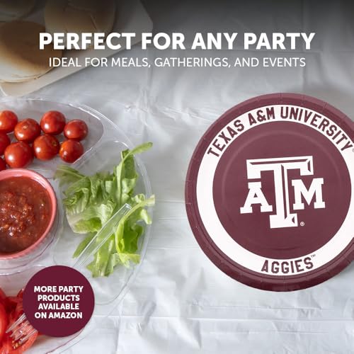Texas A&M University 20-Count 9-Inch Paper Plates - Officially Licensed