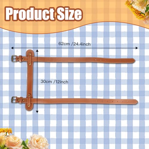 3-Pack Leather Picnic Blanket Carry Straps - 24.4 Inch Adjustable