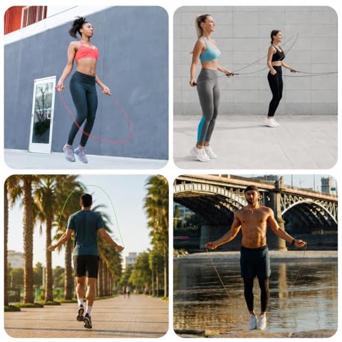 Adjustable Jump Rope Set - 2 Pack Speed Rope for Fitness - Black + Pink