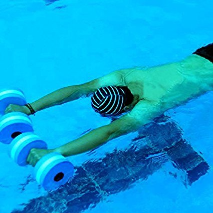 Aqua Fitness Dumbbells - Blue Water Exercise Hand Bars (Set of 2)