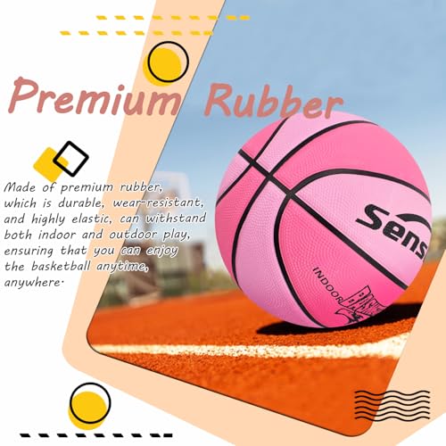 Senston Pink Size 5 Outdoor Basketball 27.5'' Premium Grip with Pump