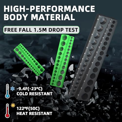 Magnetic Socket Organizer Holder Set For Tool Box Drawer, Toolbox Organization Including 1/4", 3/8" and 1/2" Drive Metric SAE Socket Trays (Sockets are not Included)