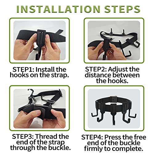 Treestand Strap Gear Hangers with Hooks - Lightweight, Black