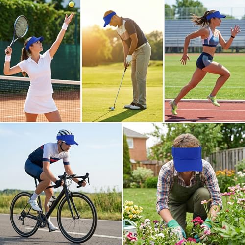 Adjustable Cotton Sun Visor Hat - Royal Blue UV Protection