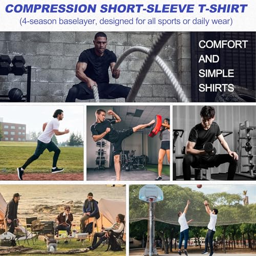 Men's Short Sleeve Compression Shirt - Cool Dry, Dark Green, Small