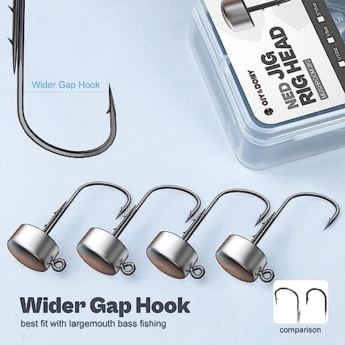 Ned Rig Jig Heads 20 Pack - Finesse Mushroom Hooks 3/32oz
